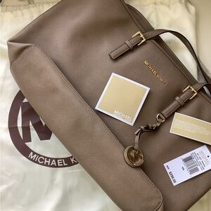 Michael Kors Brown Tote with Gold Hardware